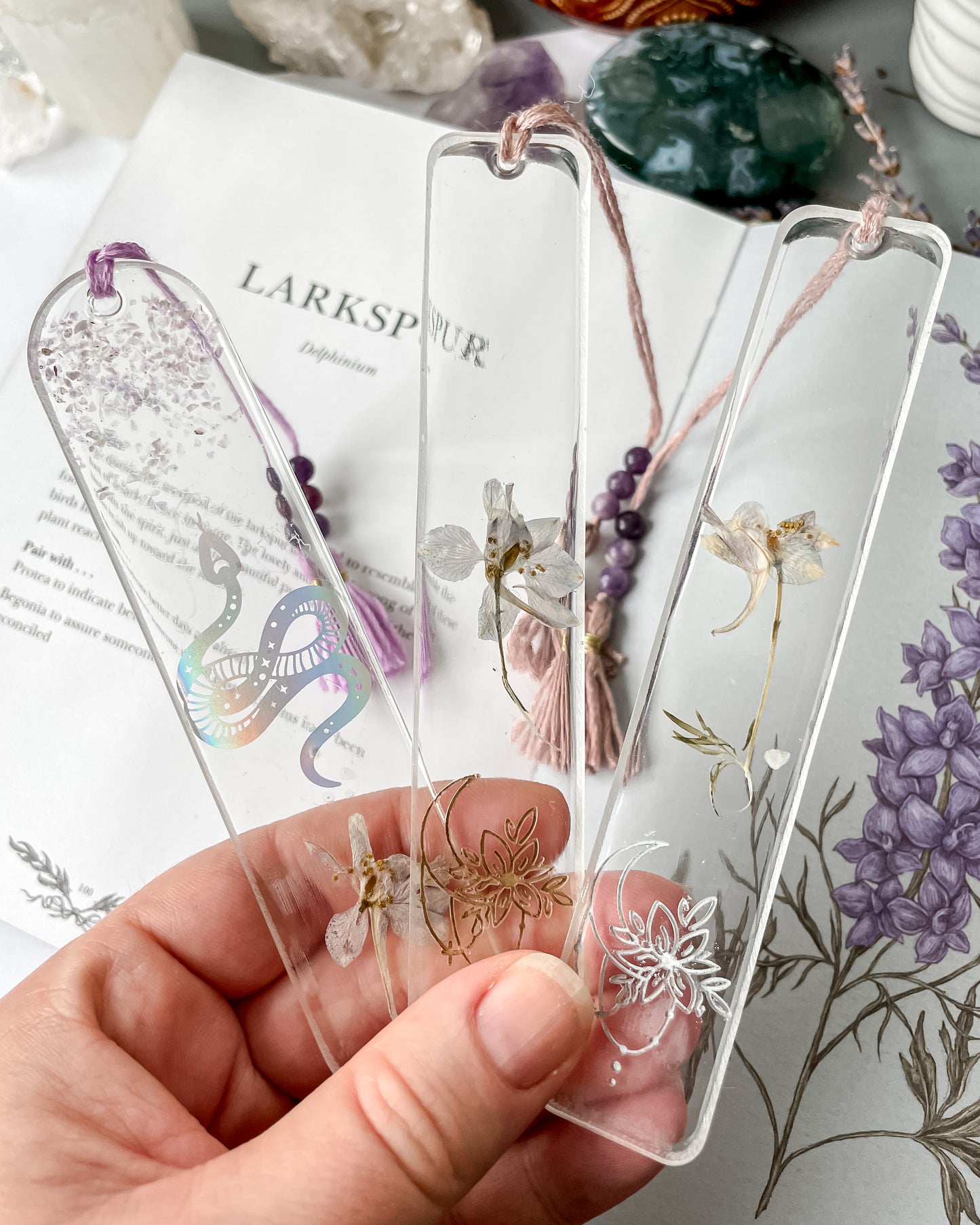 Larkspur & Lepidolite Bookmarks
