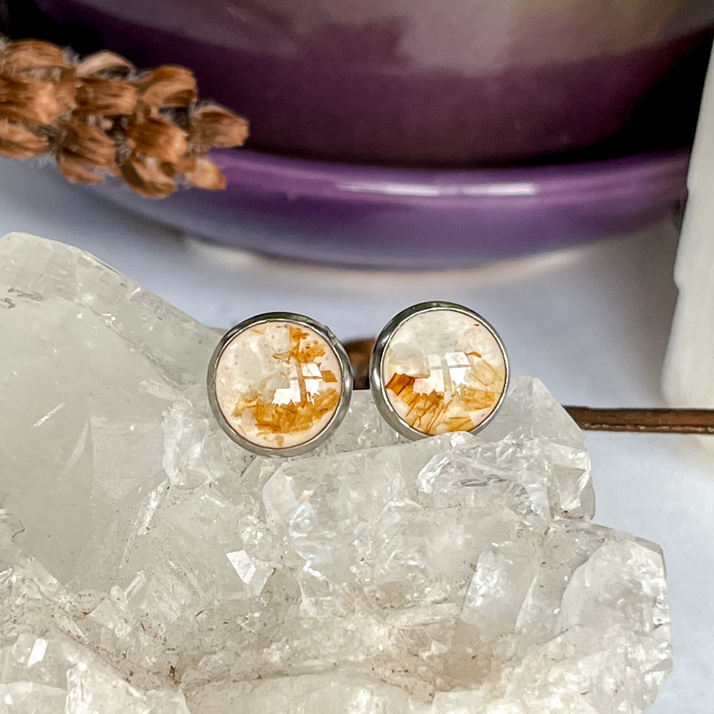 March Stud Earrings - Daffodil & Aquamarine