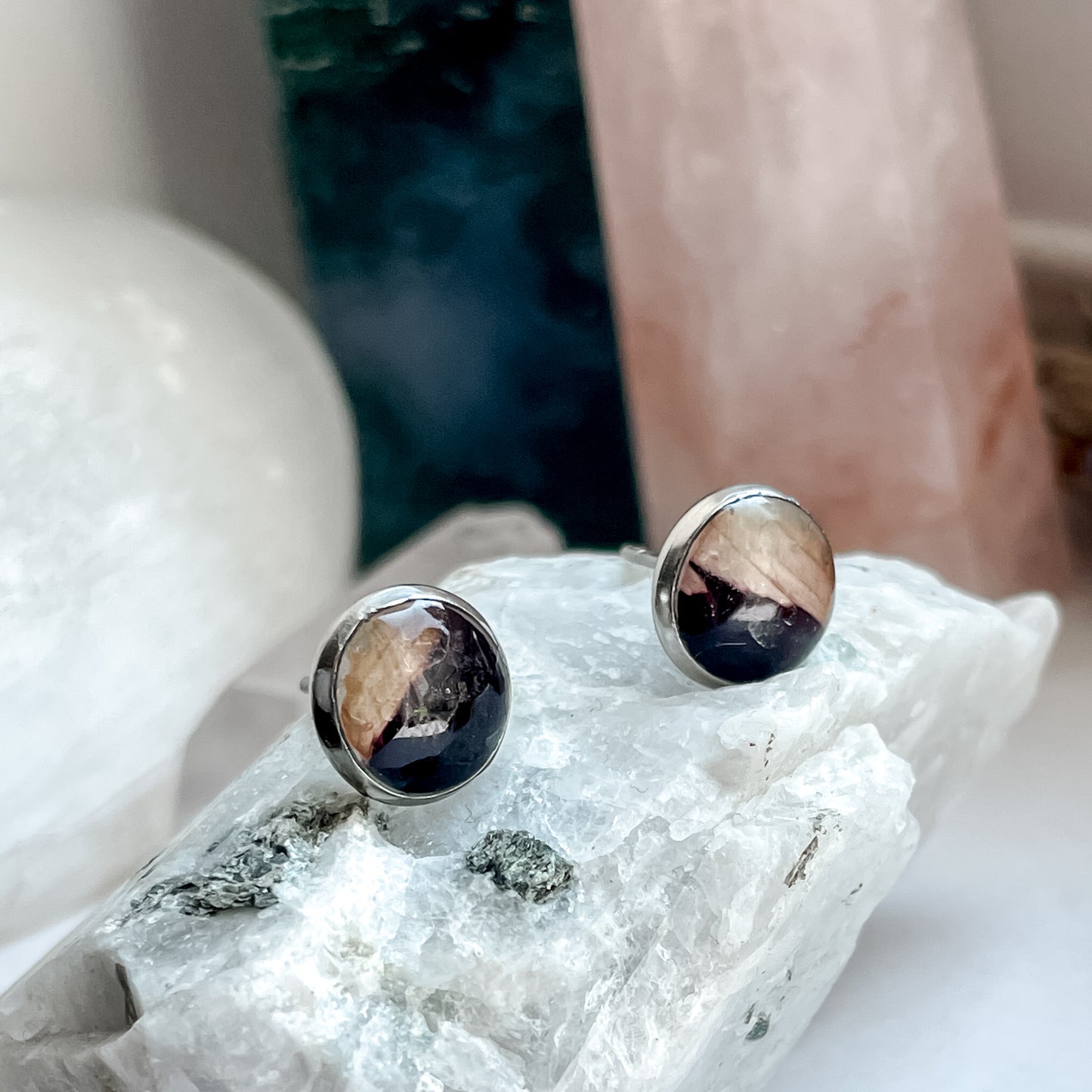 August Stud Earrings - Poppy & Peridot
