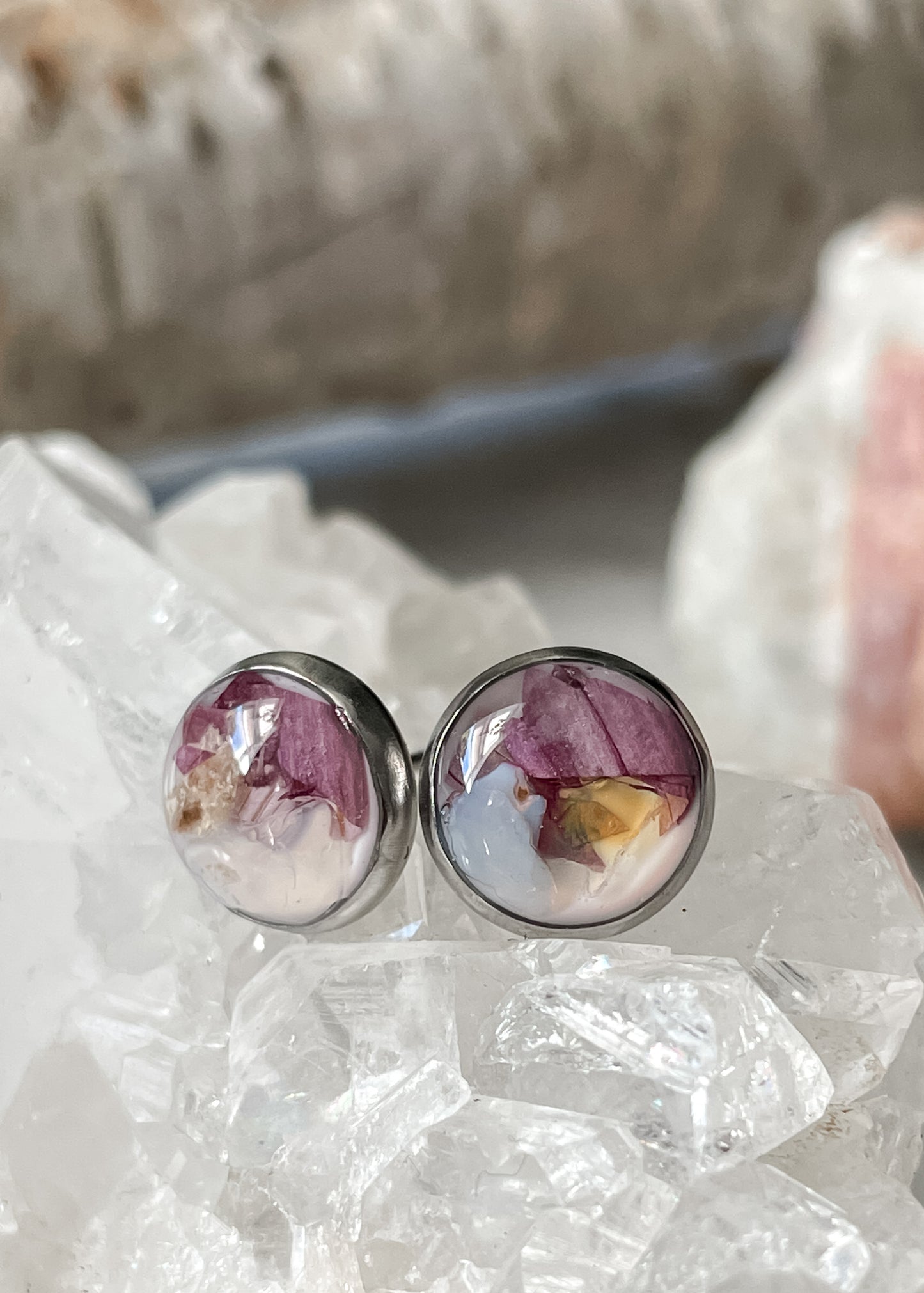 October Stud Earrings - Cosmo & Fire Opal