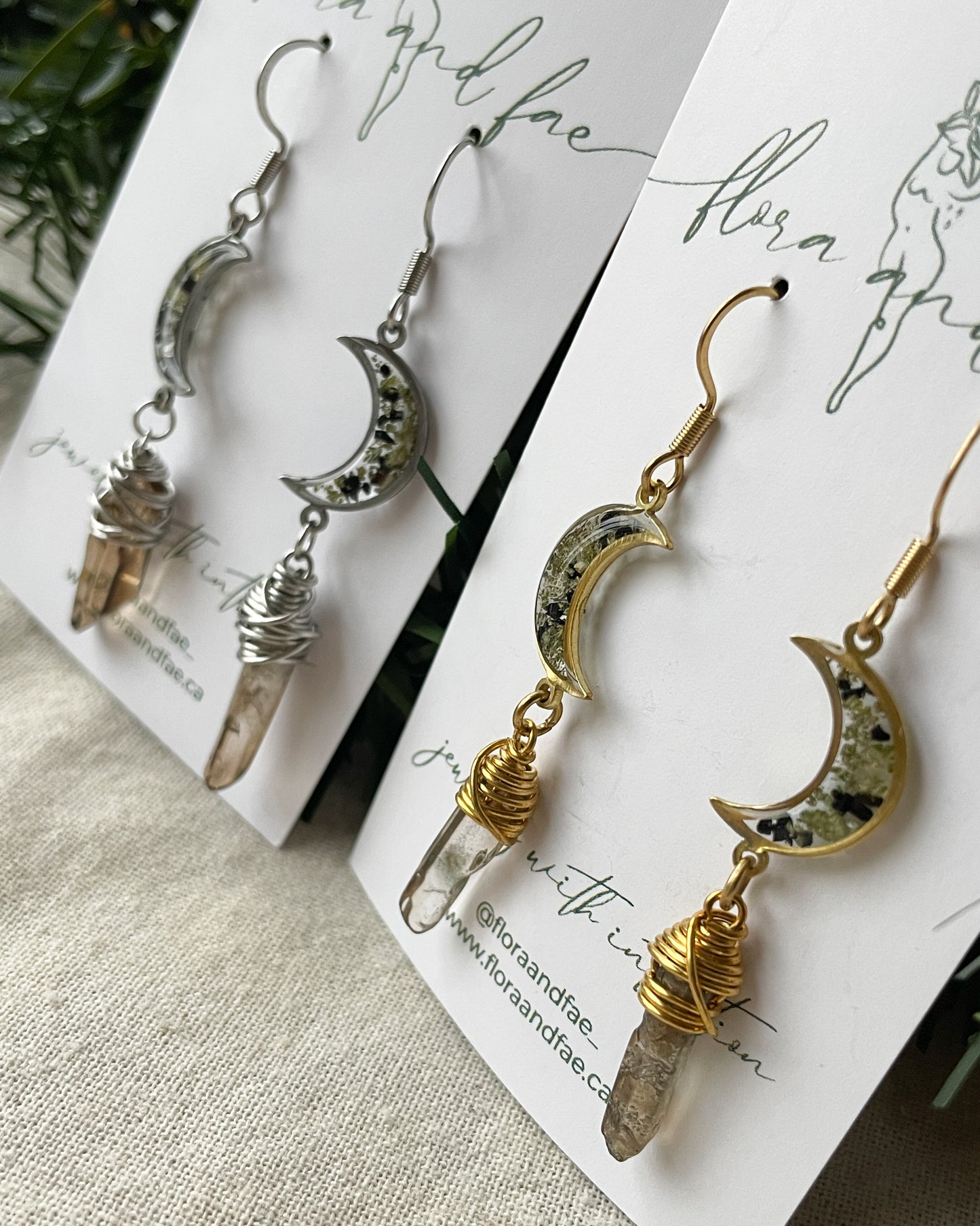 Sage, Tourmaline, & Smokey Quartz Earrings