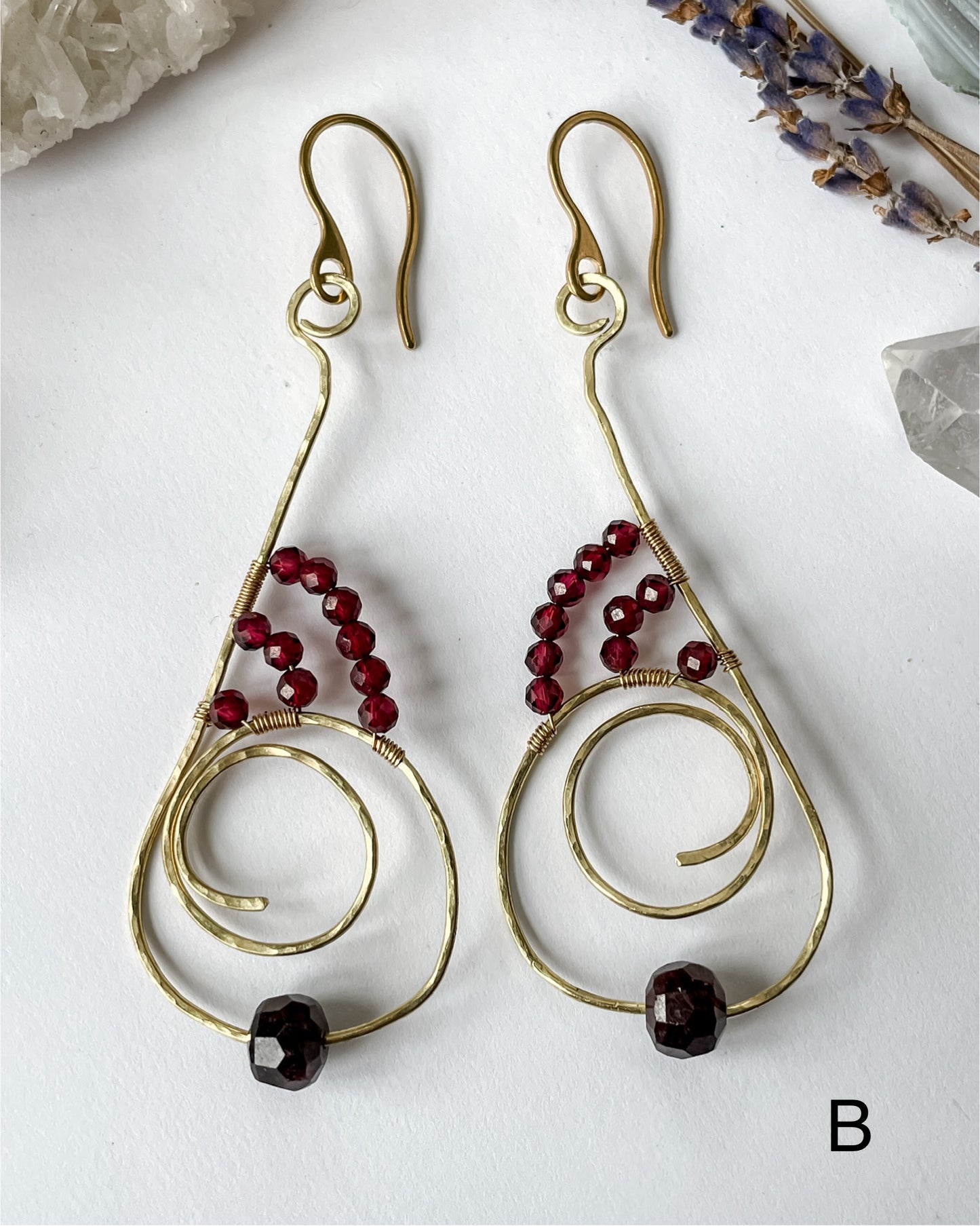 Garnet Spiral Earrings