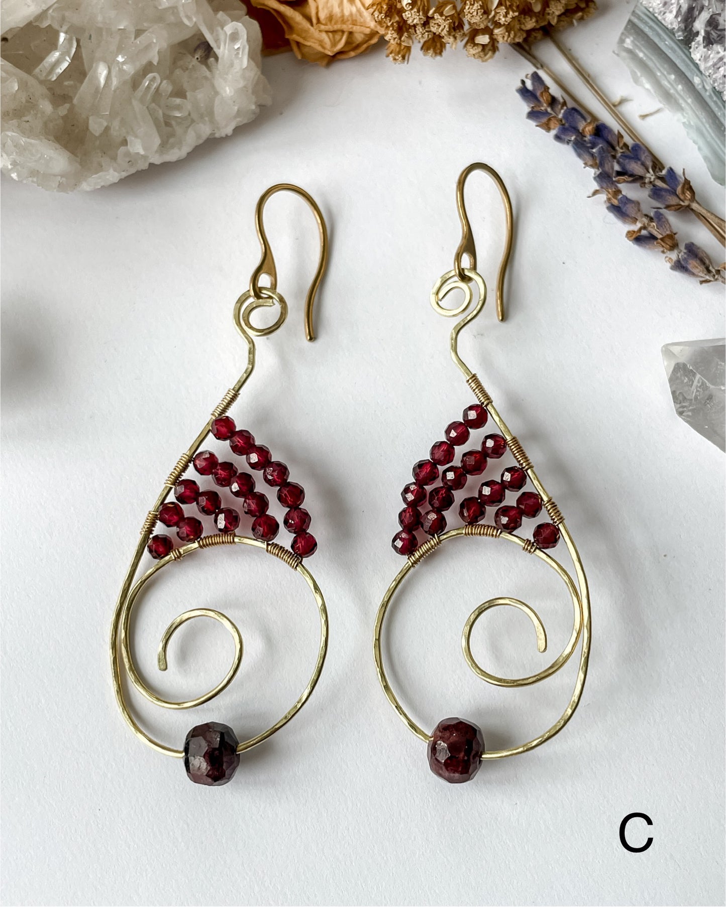Garnet Spiral Earrings