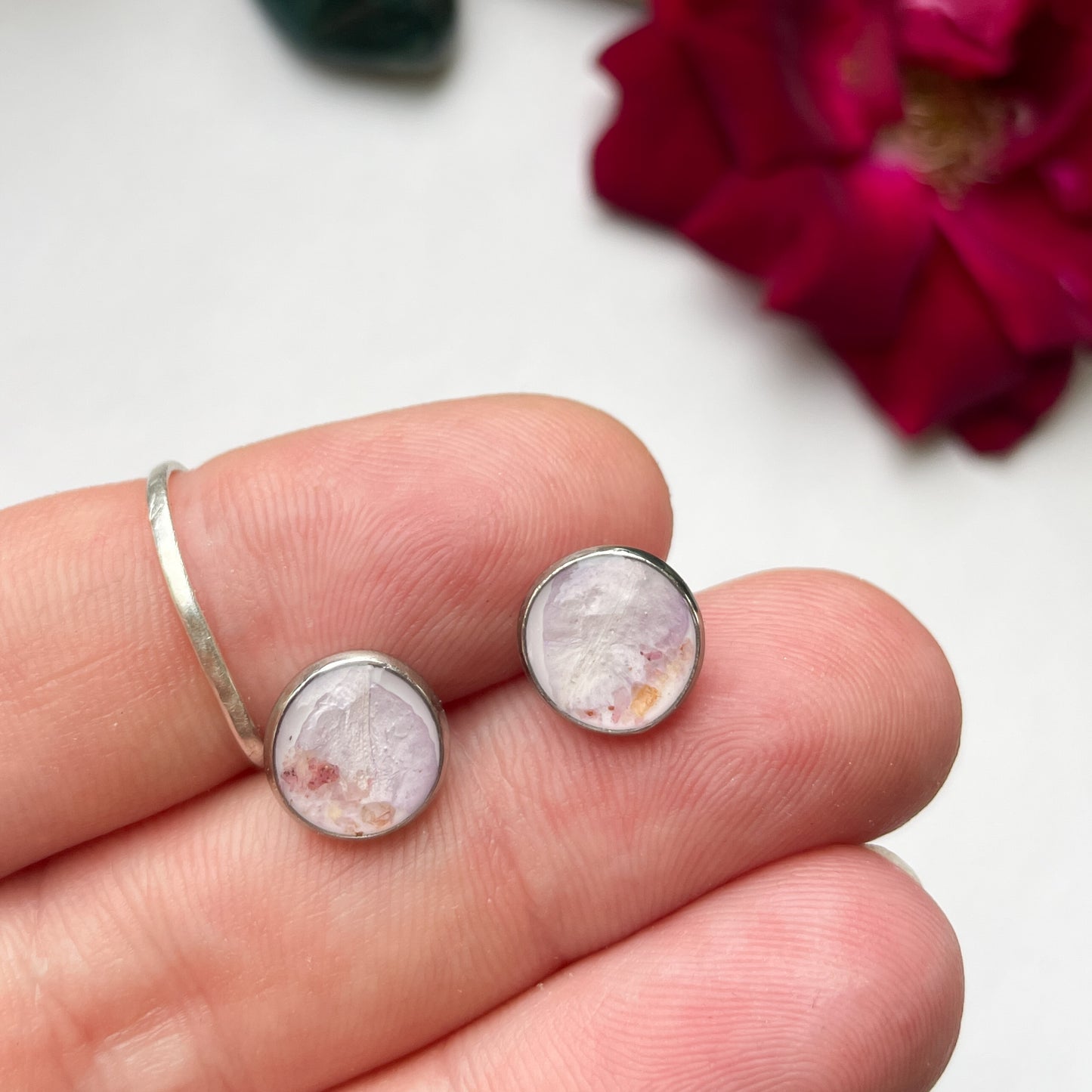 July Stud Earrings - Larkspur & Ruby