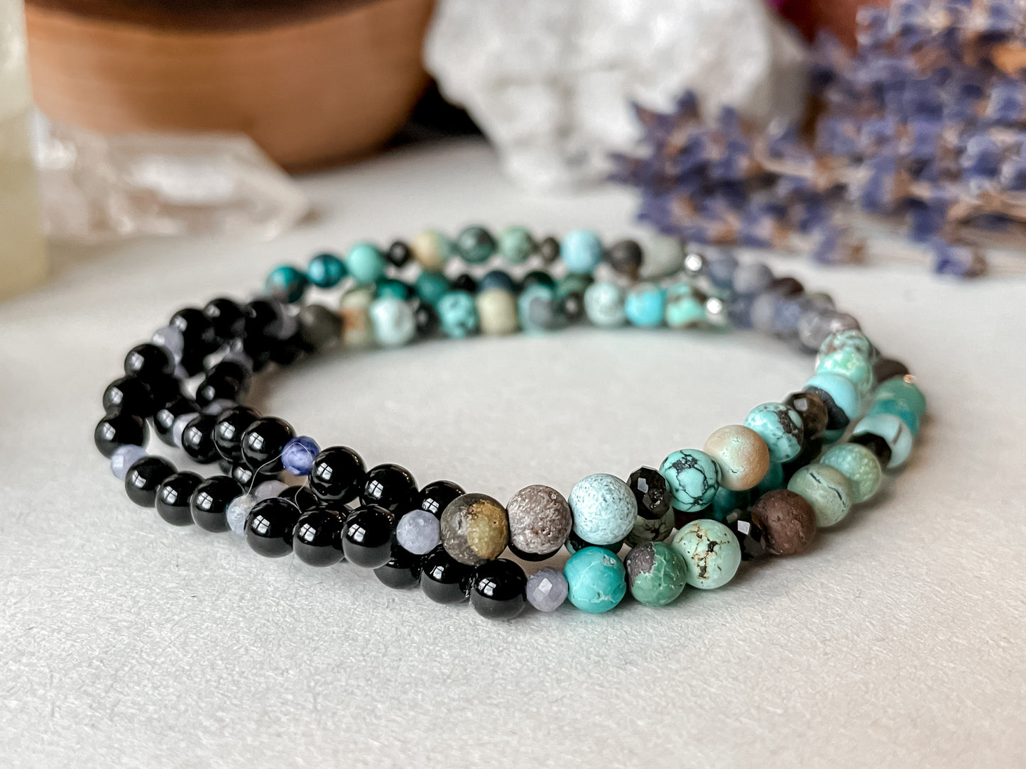 December Bracelet - Tanzanite, Turquoise, Onyx