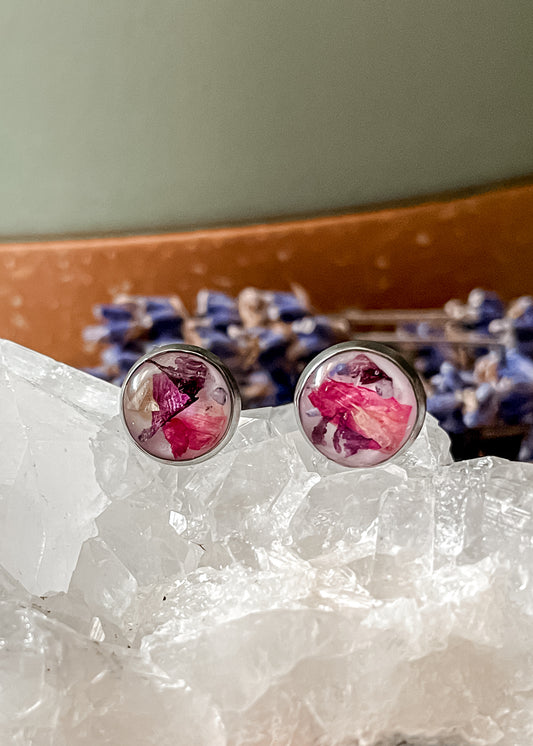 September Stud Earrings - Morning Glory & Sapphire