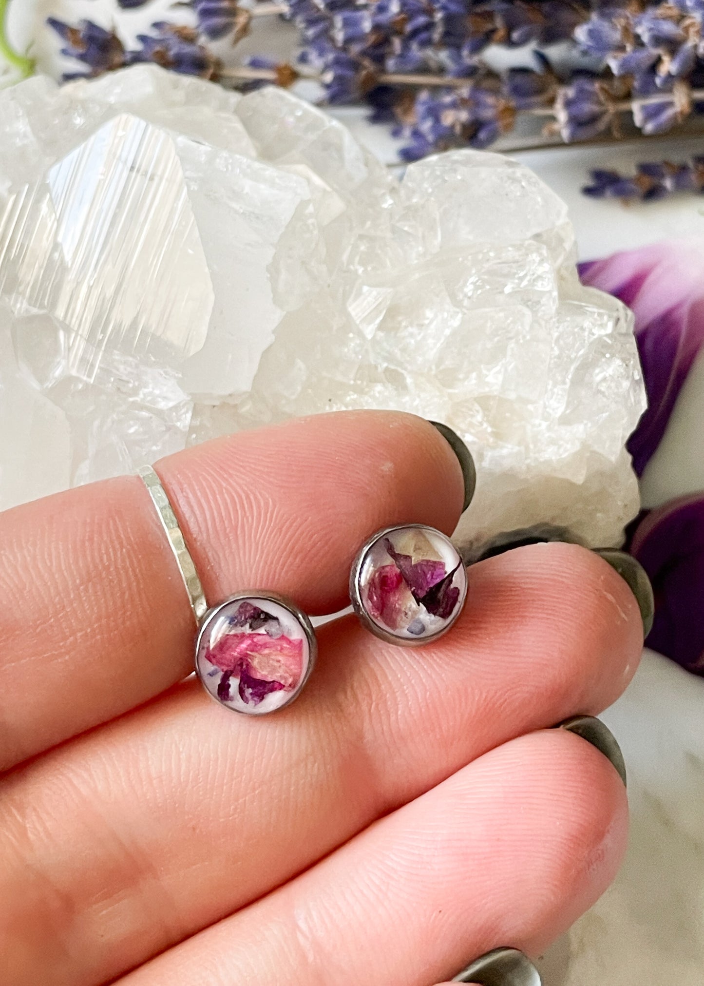 September Stud Earrings - Morning Glory & Sapphire