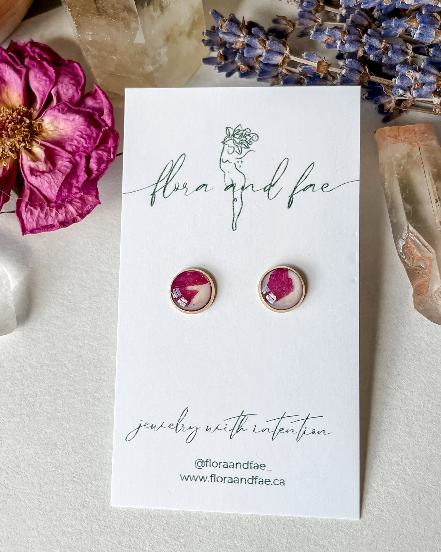 November Stud Earrings - Peony & Citrine