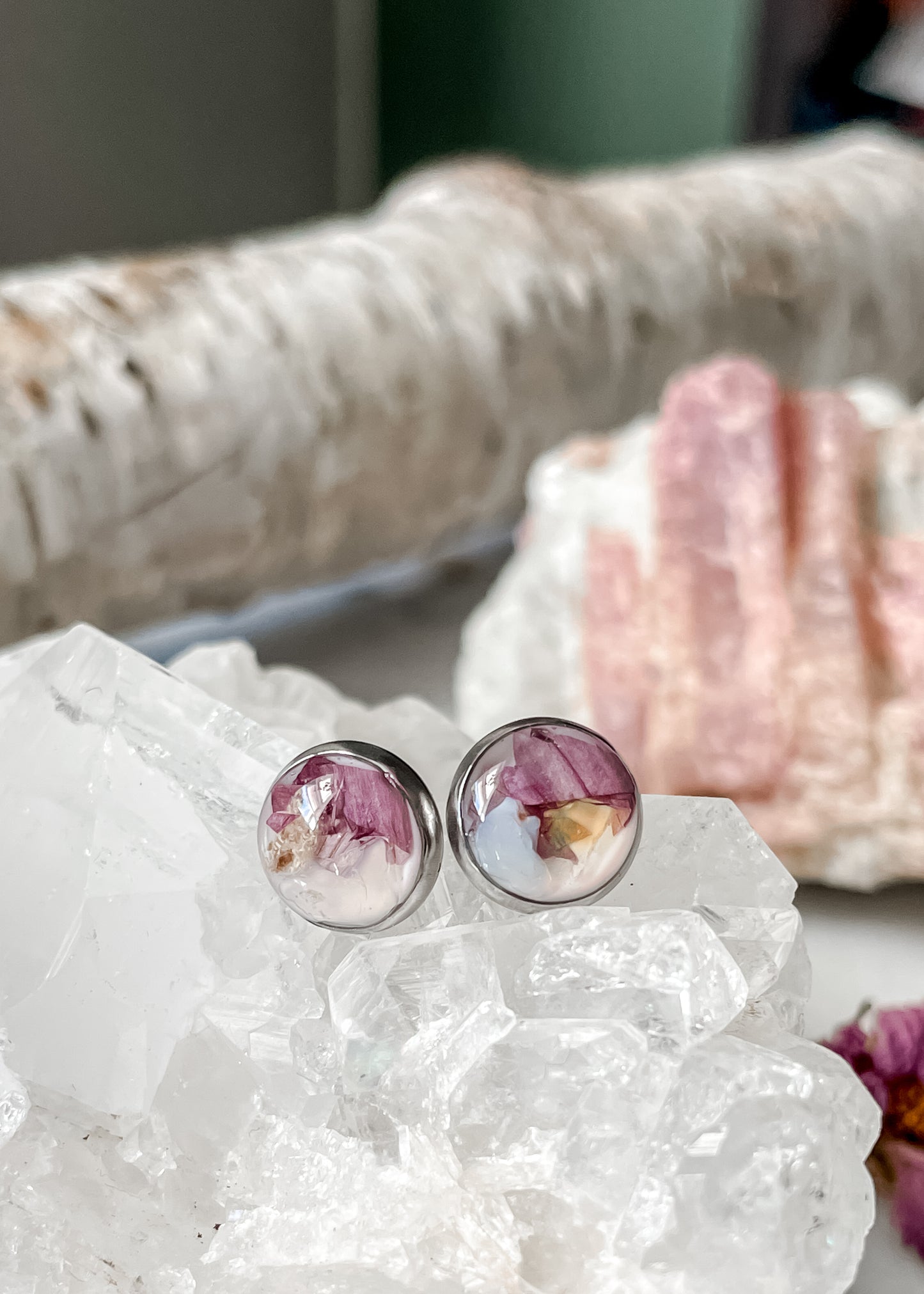 October Stud Earrings - Cosmo & Fire Opal