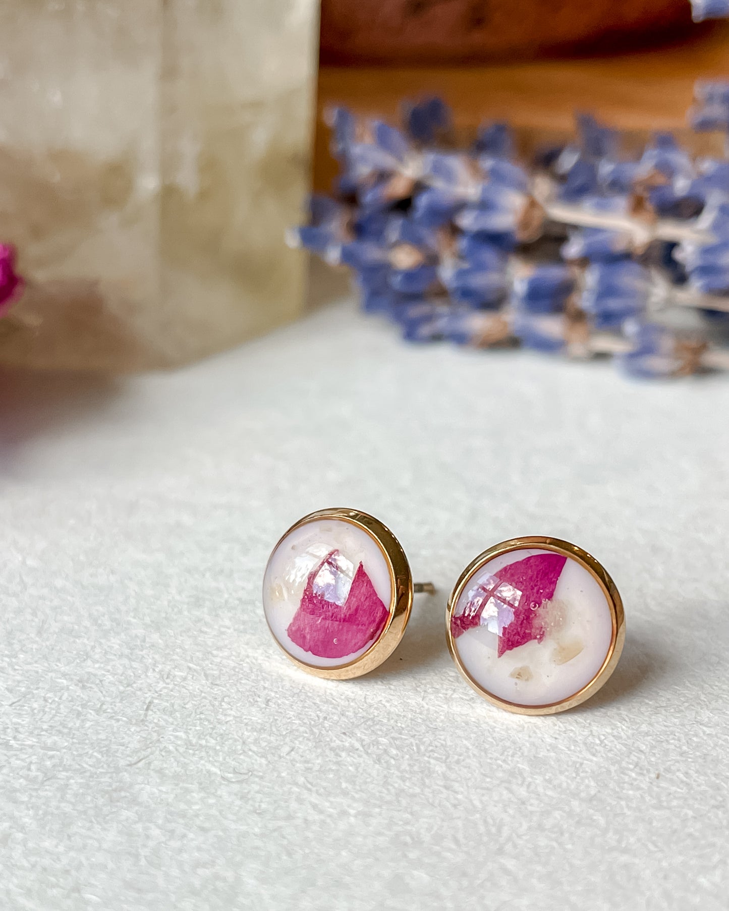 November Stud Earrings - Peony & Citrine