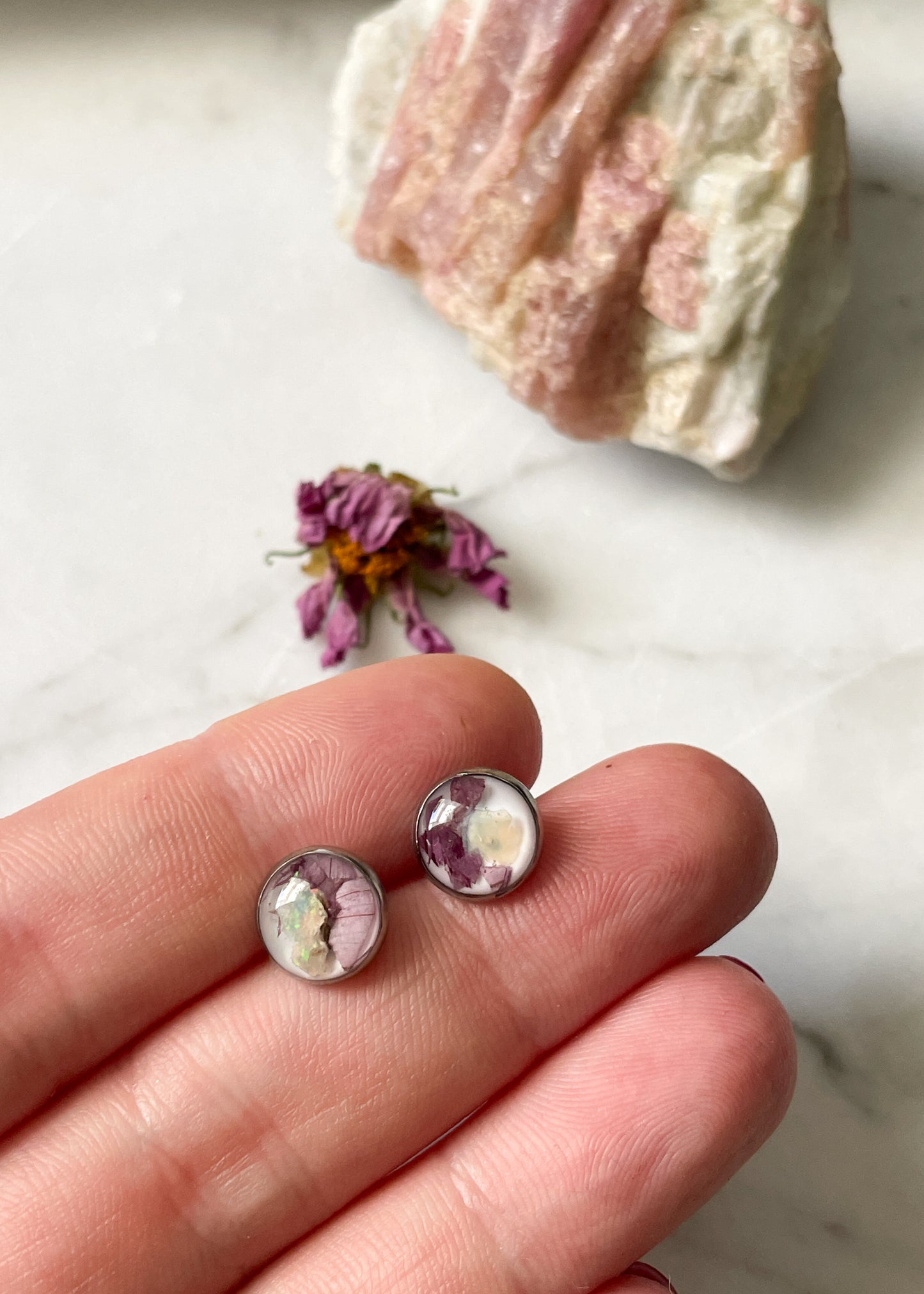 October Stud Earrings - Cosmo & Fire Opal