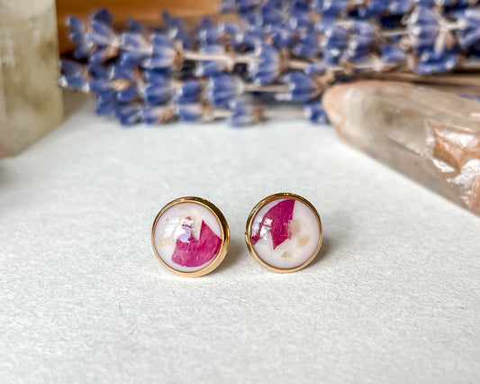November Stud Earrings - Peony & Citrine
