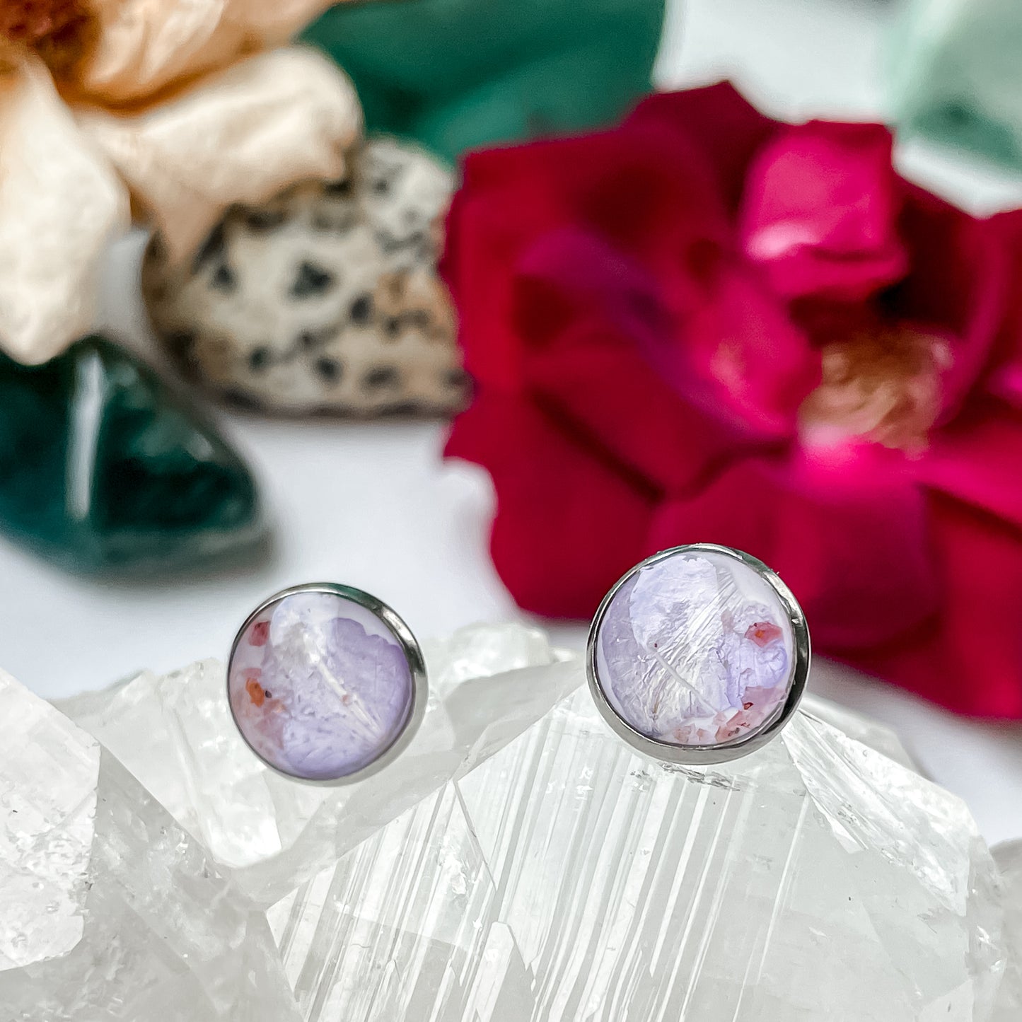 July Stud Earrings - Larkspur & Ruby