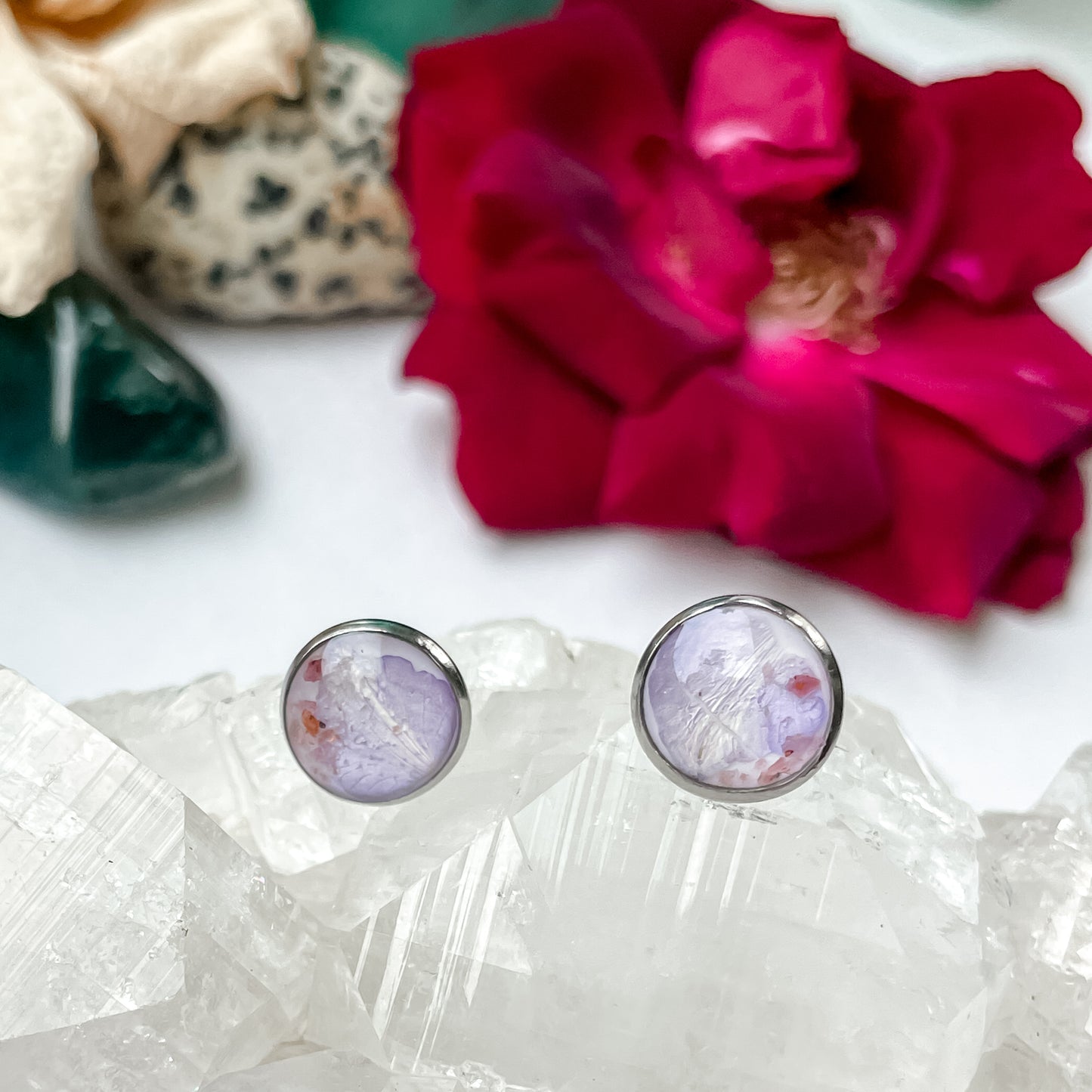 July Stud Earrings - Larkspur & Ruby