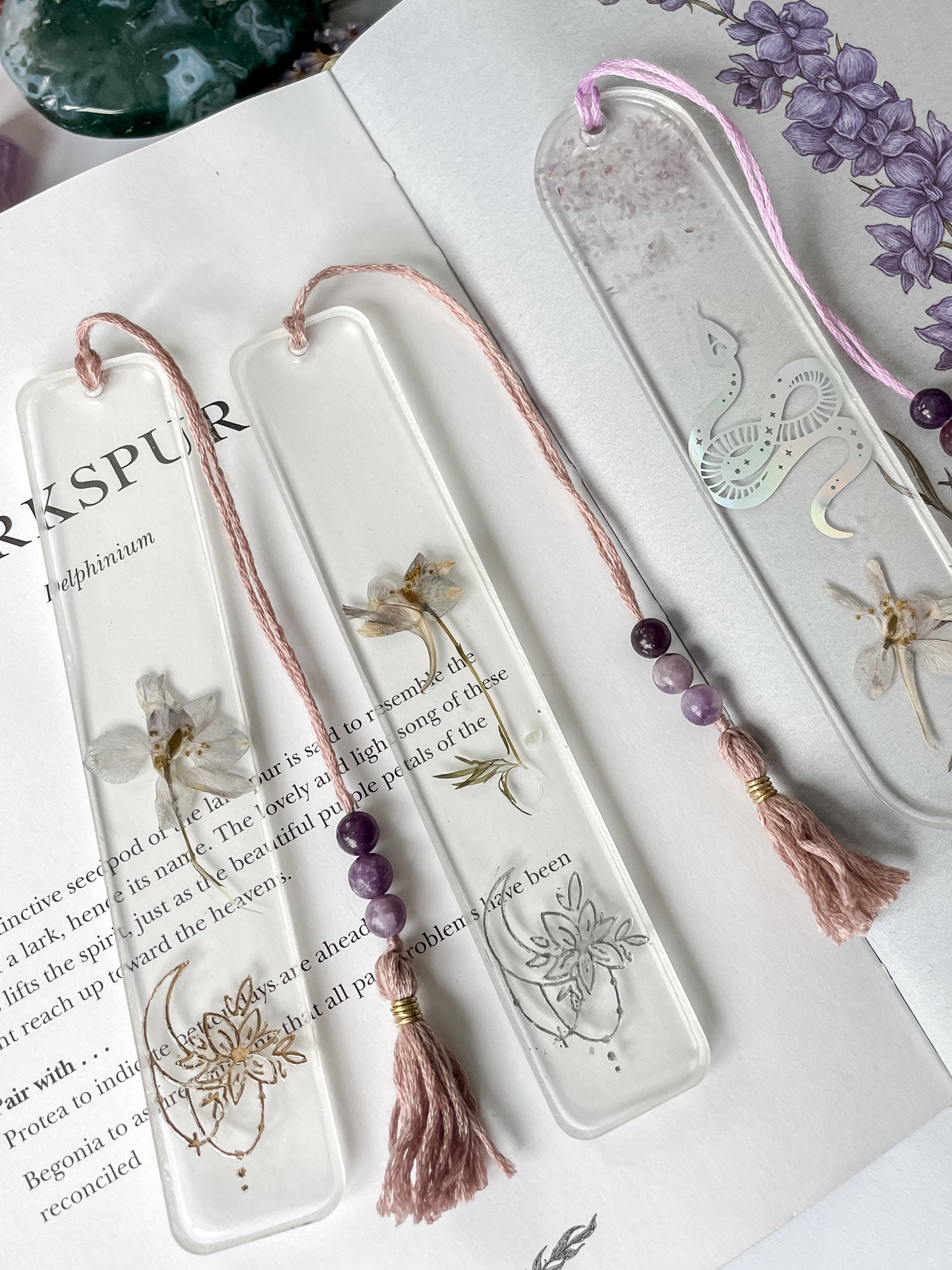 Larkspur & Lepidolite Bookmarks