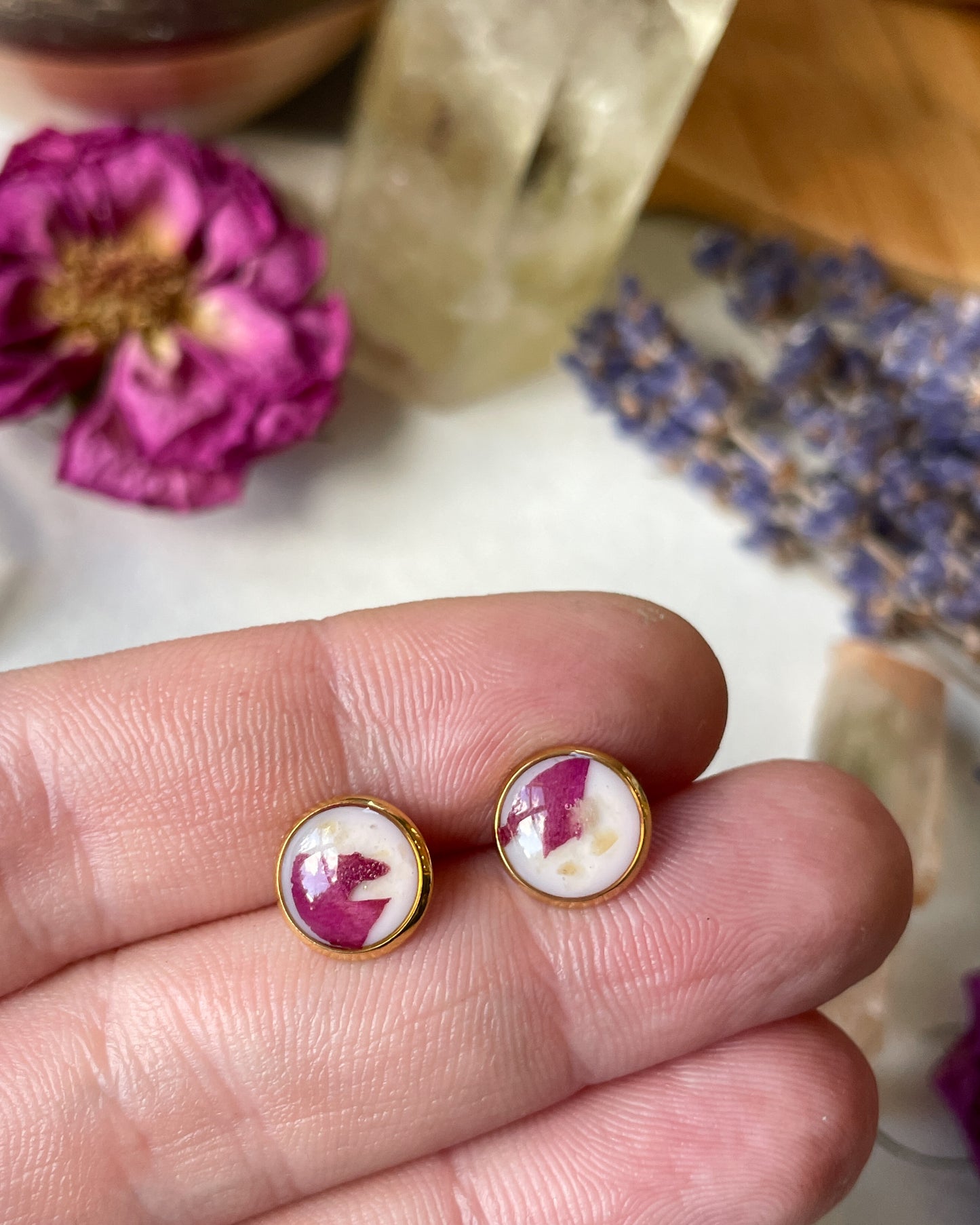 November Stud Earrings - Peony & Citrine