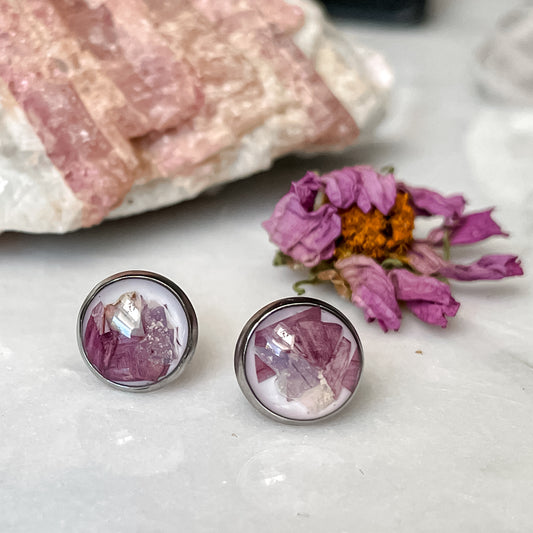 October Stud Earrings - Cosmo & Fire Opal
