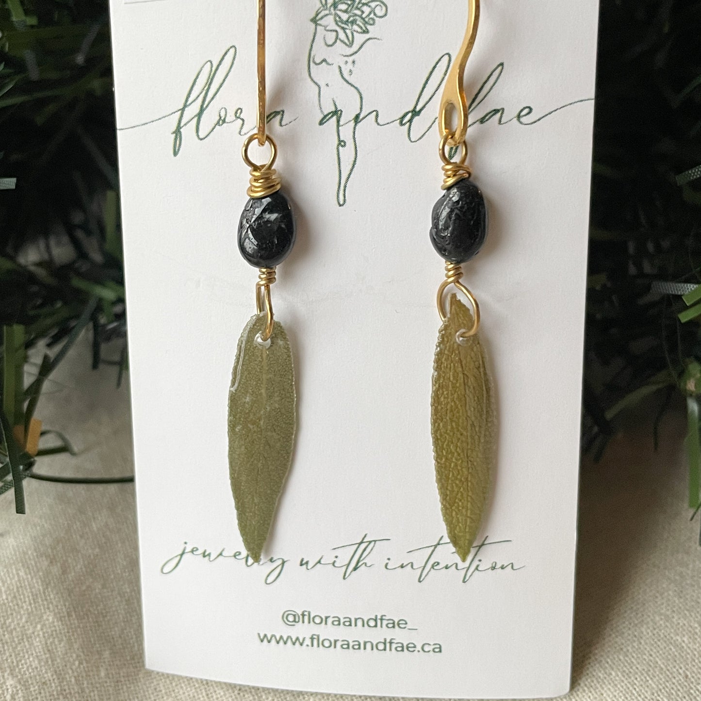 Sage Leaf Protection Earrings