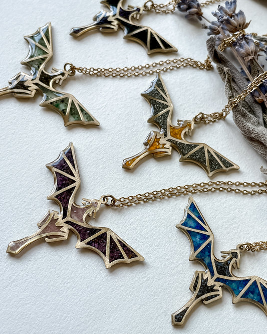 Flight of Dragons Necklace - Gold