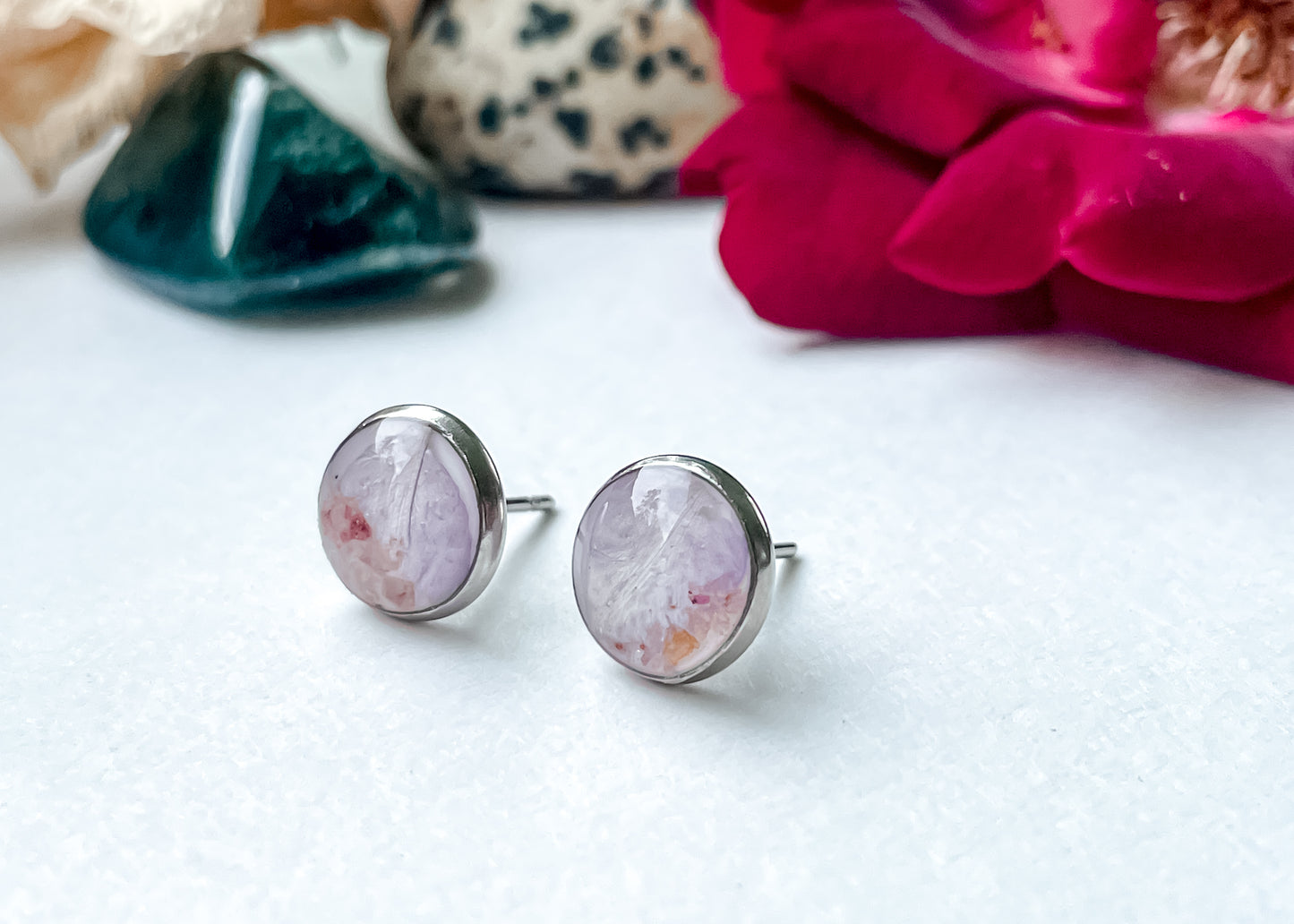 July Stud Earrings - Larkspur & Ruby