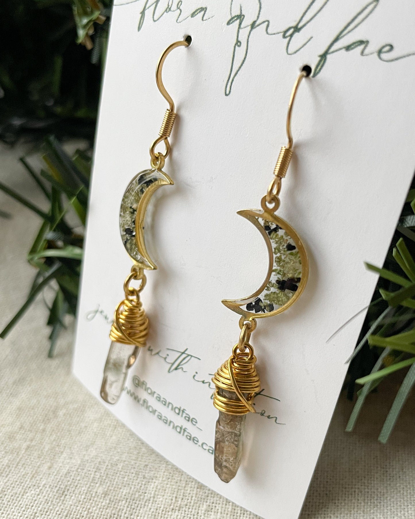 Sage, Tourmaline, & Smokey Quartz Earrings