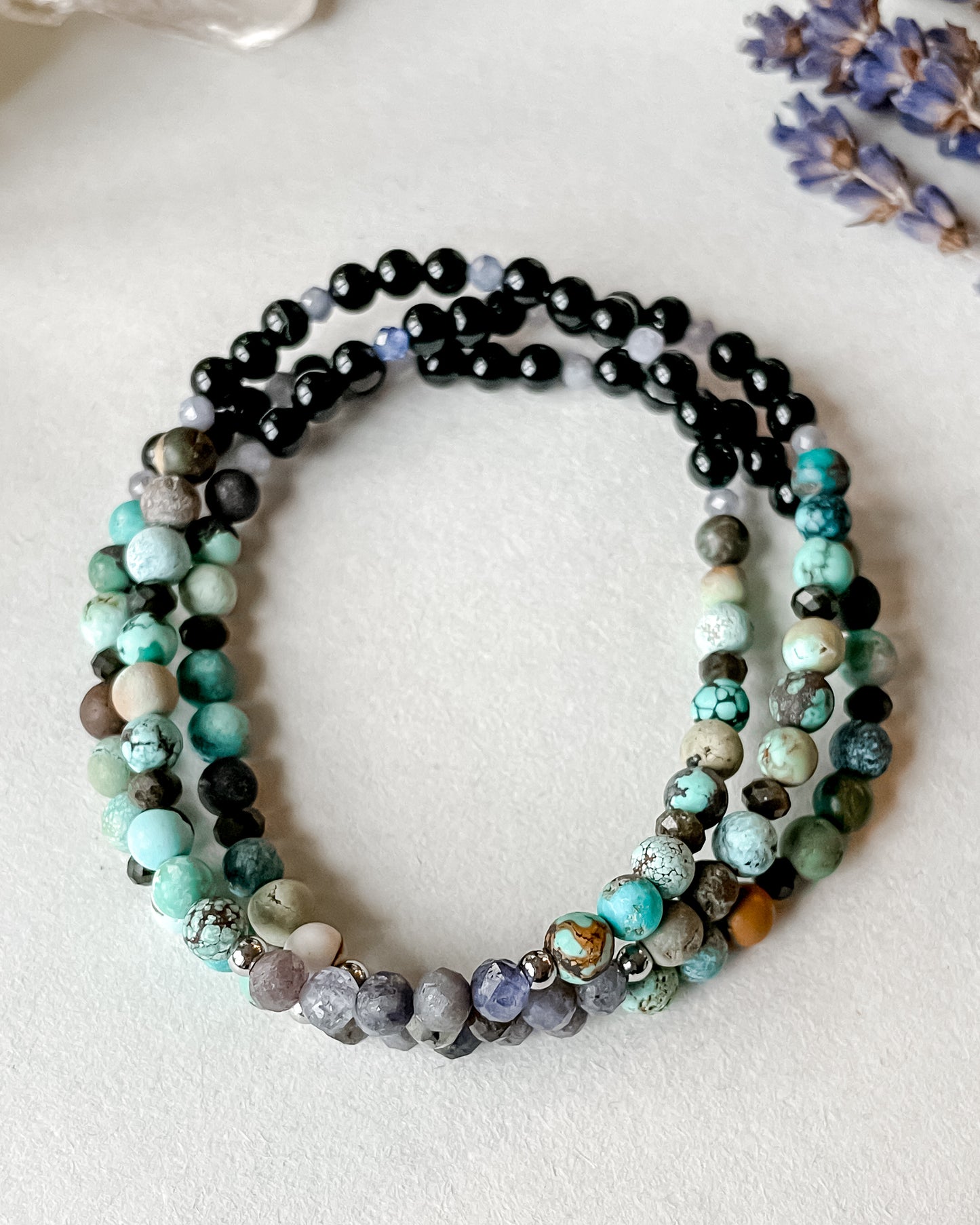 December Bracelet - Tanzanite, Turquoise, Onyx