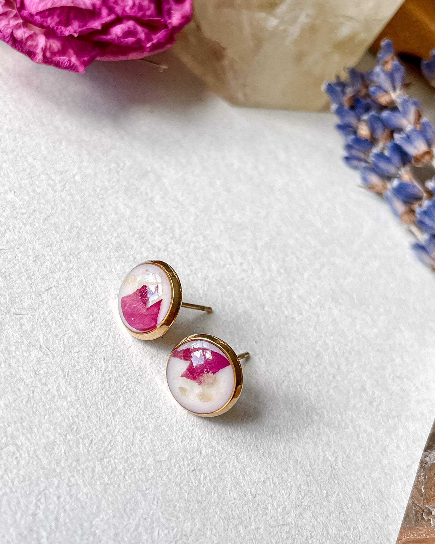November Stud Earrings - Peony & Citrine