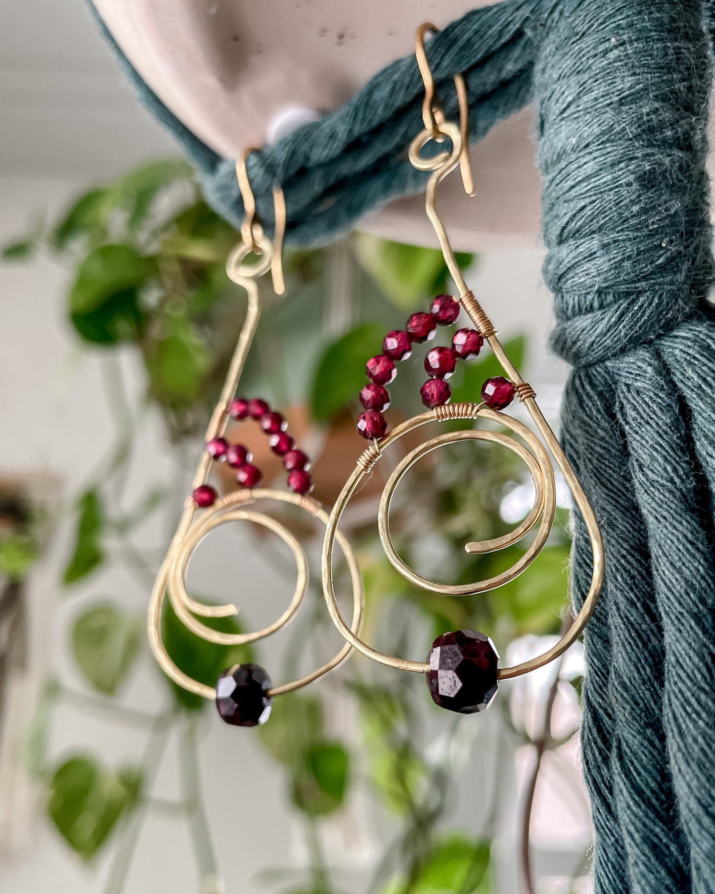 Garnet Spiral Earrings